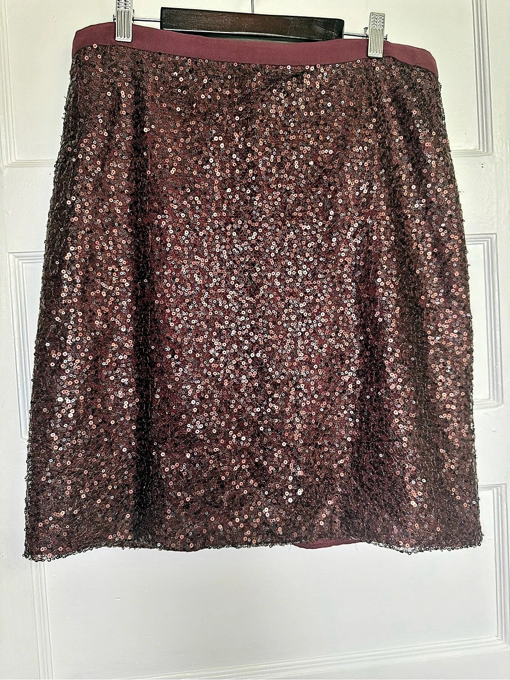 J.CREW Burgundy Sequin Pencil Skirt Holiday Glam Night Out Size 10